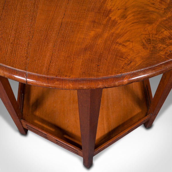 Antique Circular Occasional Table, English, Walnut, Lamp, Hexagonal, Edwardian