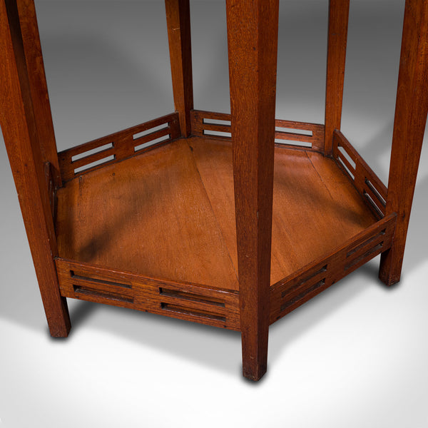Antique Circular Occasional Table, English, Walnut, Lamp, Hexagonal, Edwardian