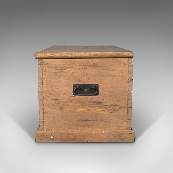 Antique Blanket Box, English, Pine, Chest, Trunk, Victorian, Coffee Table, 1890