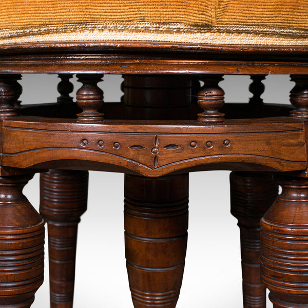 Antique Music Stool, English, Walnut, Adjustable, Piano, Recital, Victorian