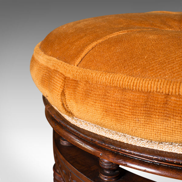 Antique Music Stool, English, Walnut, Adjustable, Piano, Recital, Victorian