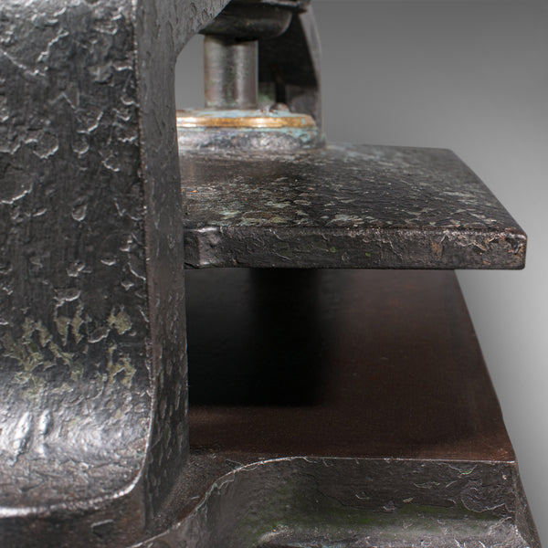 Heavy Antique Book Press, English, Cast Iron, Binding, Flower Pressing, Georgian
