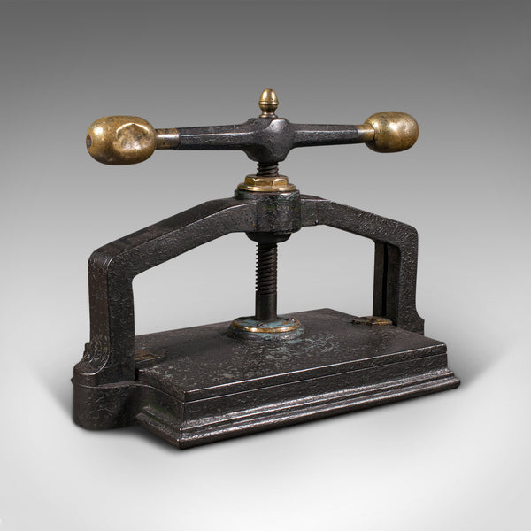 Heavy Antique Book Press, English, Cast Iron, Binding, Flower Pressing, Georgian