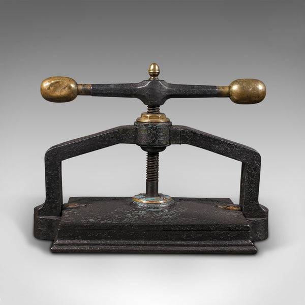 Heavy Antique Book Press, English, Cast Iron, Binding, Flower Pressing, Georgian