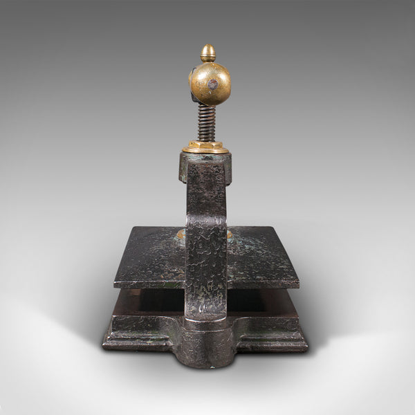 Heavy Antique Book Press, English, Cast Iron, Binding, Flower Pressing, Georgian