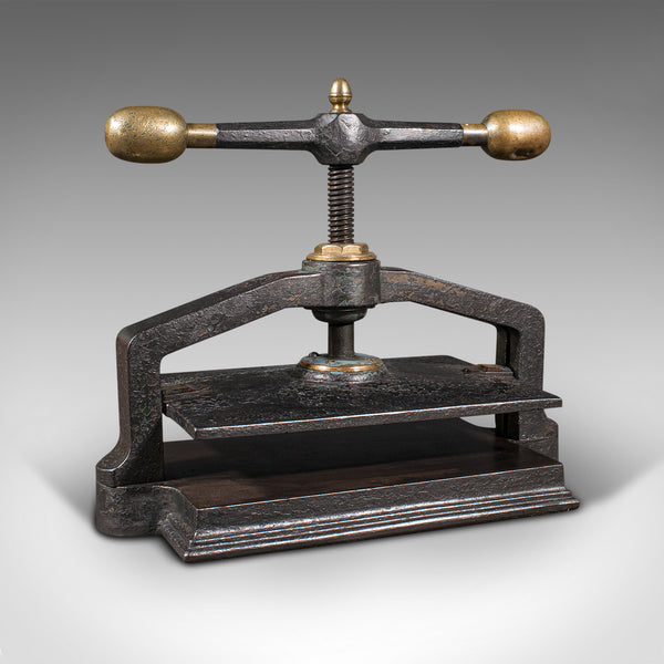 Heavy Antique Book Press, English, Cast Iron, Binding, Flower Pressing, Georgian