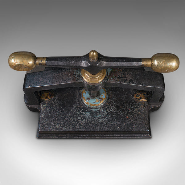 Heavy Antique Book Press, English, Cast Iron, Binding, Flower Pressing, Georgian