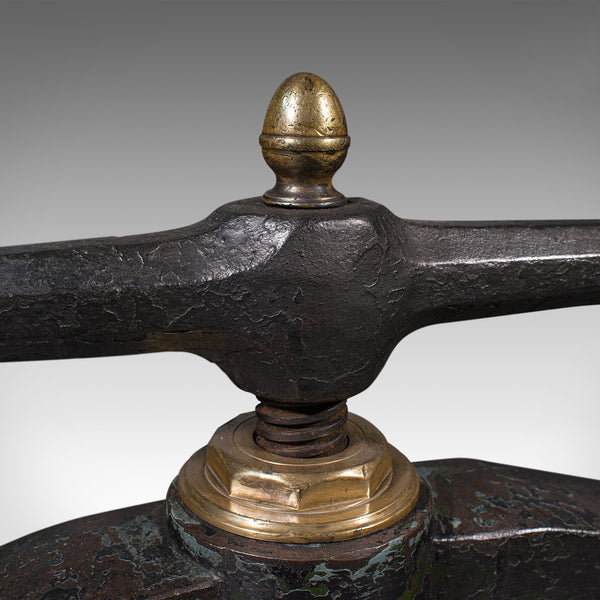 Heavy Antique Book Press, English, Cast Iron, Binding, Flower Pressing, Georgian