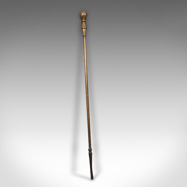 Set of Antique Fire Tools, English, Brass, Tongs, Shovel, Poker, Victorian, 1880