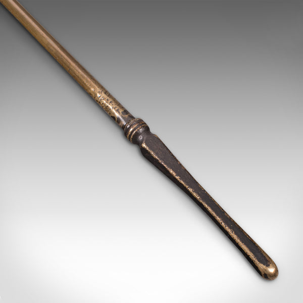 Set of Antique Fire Tools, English, Brass, Tongs, Shovel, Poker, Victorian, 1880