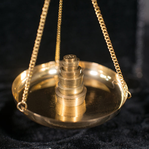 Vintage Cased Balance Scale, Indian, Brass, Apothecary Measure, Circa 1960