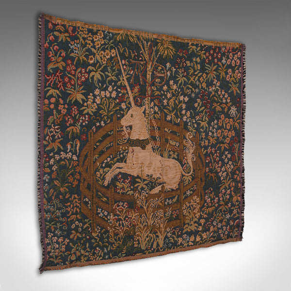 Vintage Decorative Tapestry, French, Needlepoint, Cushion Cover, Unicorn, C.1980