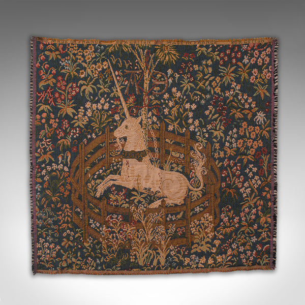 Vintage Decorative Tapestry, French, Needlepoint, Cushion Cover, Unicorn, C.1980