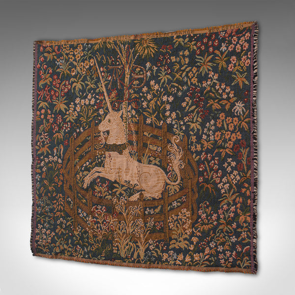 Vintage Decorative Tapestry, French, Needlepoint, Cushion Cover, Unicorn, C.1980
