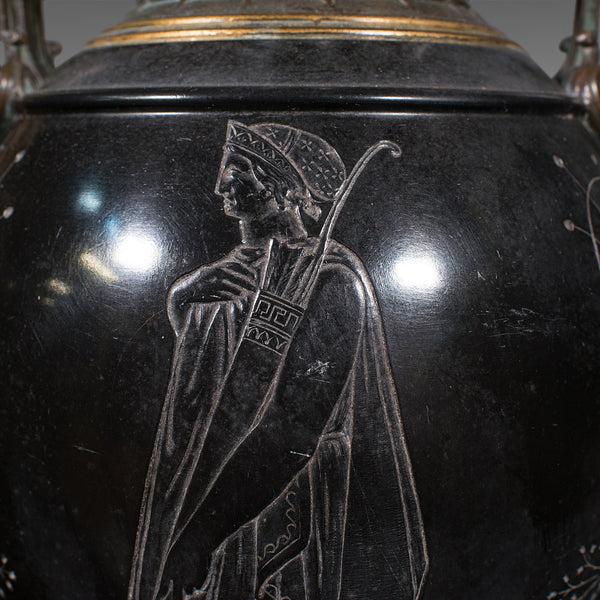 Pair Of Antique Display Vases, Italian, Marble, Decorative Urn, Grand Tour, 1870