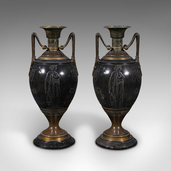 Pair Of Antique Display Vases, Italian, Marble, Decorative Urn, Grand Tour, 1870