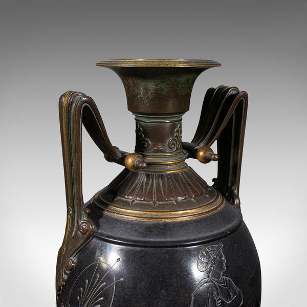 Pair Of Antique Display Vases, Italian, Marble, Decorative Urn, Grand Tour, 1870