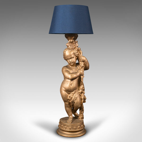 Vintage Ornamental Putto Lamp, English, Decorative Cherub, Light, Desk, Table