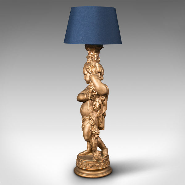 Vintage Ornamental Putto Lamp, English, Decorative Cherub, Light, Desk, Table