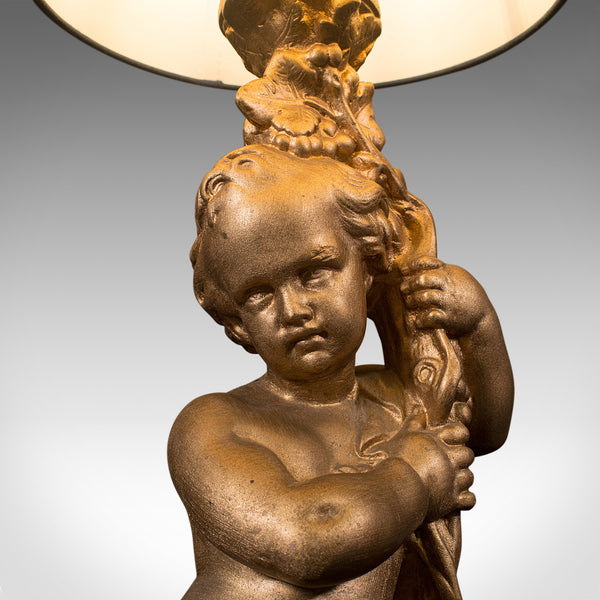 Vintage Ornamental Putto Lamp, English, Decorative Cherub, Light, Desk, Table