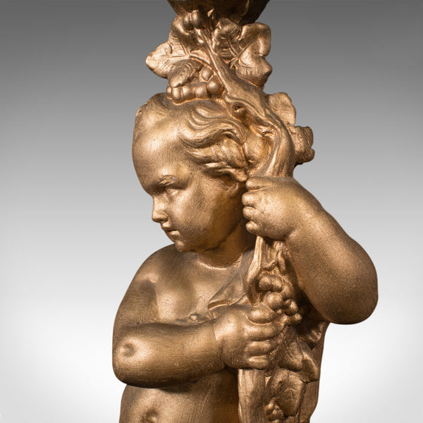Vintage Ornamental Putto Lamp, English, Decorative Cherub, Light, Desk, Table