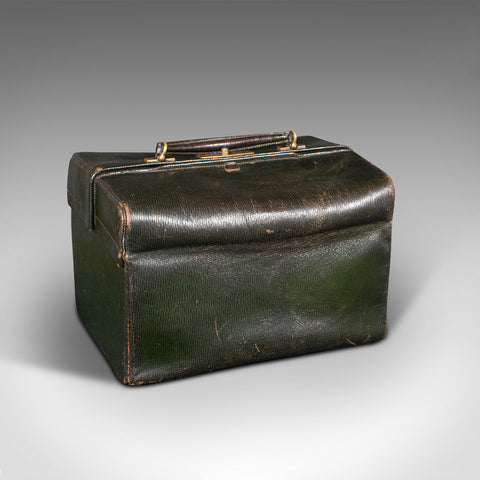 Antique Toiletry Case, English, Leather, Vanity Bag, Harrods, London, Edwardian