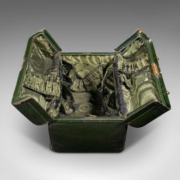 Antique Toiletry Case, English, Leather, Vanity Bag, Harrods, London, Edwardian
