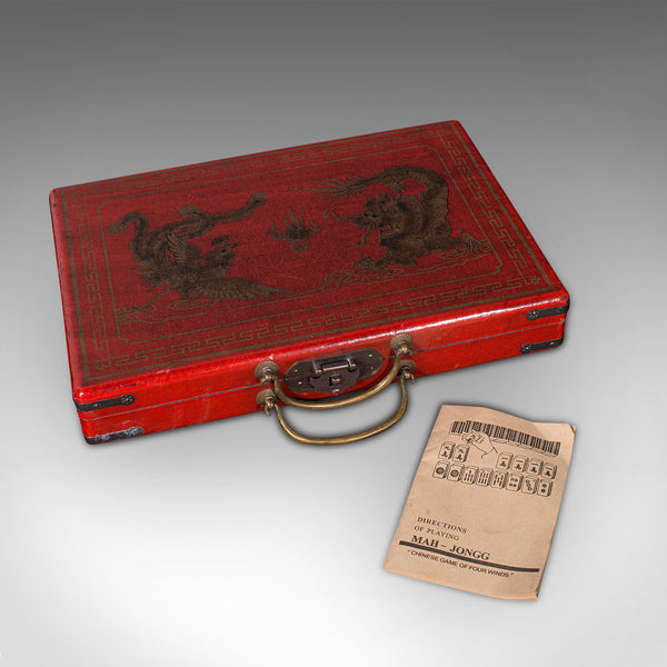 Vintage Mahjong Set, Chinese, Oriental Gaming Case, Late 20th Century, Mah-jongg