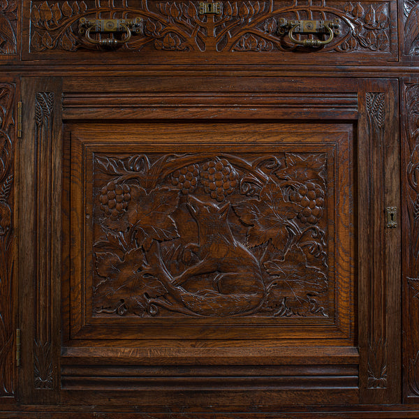 Large Antique Estate Hunt Cabinet, English, Oak, Devonshire Sideboard, Victorian