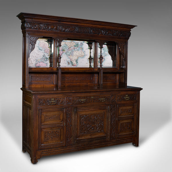 Large Antique Estate Hunt Cabinet, English, Oak, Devonshire Sideboard, Victorian