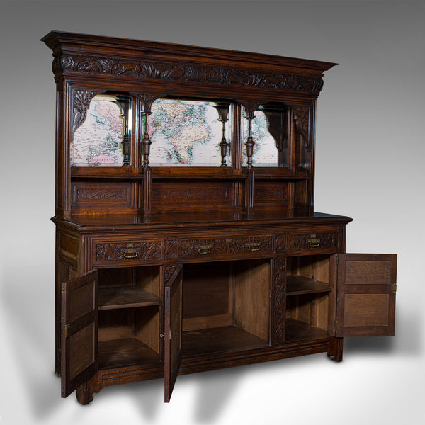 Large Antique Estate Hunt Cabinet, English, Oak, Devonshire Sideboard, Victorian