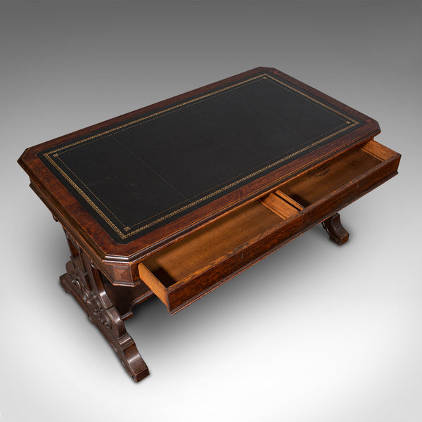 Antique Estate Desk, Scottish, Oak, Library Table, Gothic Revival, Victorian