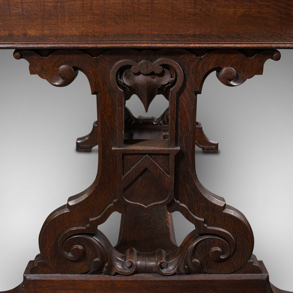 Antique Estate Desk, Scottish, Oak, Library Table, Gothic Revival, Victorian