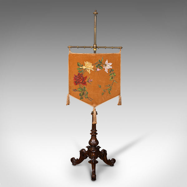 Antique Pendant Pole Screen, English Walnut, Fireside, Decorative Stand, Regency