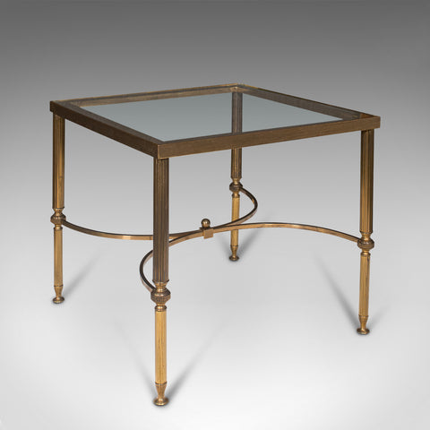 Vintage Lounge Coffee Table, French, Brass, Occasional, Lamp, Late 20th Century