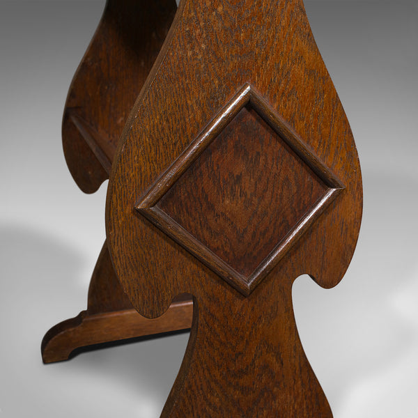 Antique Reader's Stand, English, Oak, Side Table, Book Trough, Edwardian, C.1910