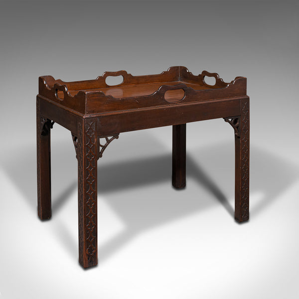 Antique Serving Tray Table, English, Drink Stand, Chinese Chippendale, Edwardian