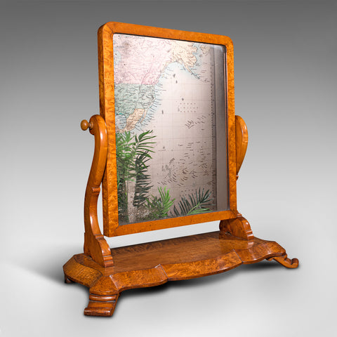 Antique Dressing Table Mirror, English, Satinwood, Vanity, Victorian, Circa 1850