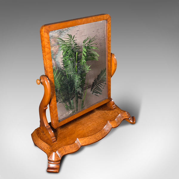 Antique Dressing Table Mirror, English, Satinwood, Vanity, Victorian, Circa 1850