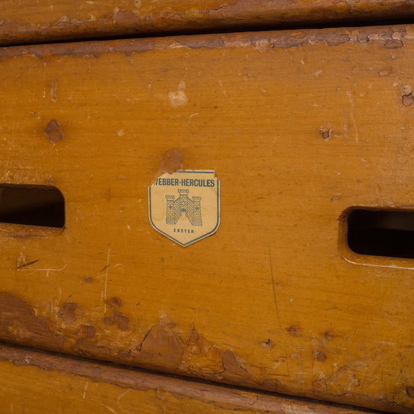 Large Vintage Box Vault, English, Beech, Suede, Gymnastic Apparatus, Circa 1940