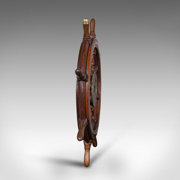 Antique Original Ship's Wheel, English, Teak, Bronze, Maritime, Victorian, 1850