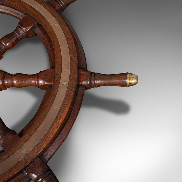 Antique Original Ship's Wheel, English, Teak, Bronze, Maritime, Victorian, 1850