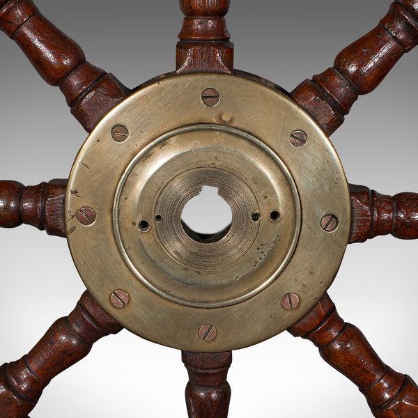 Antique Original Ship's Wheel, English, Teak, Bronze, Maritime, Victorian, 1850
