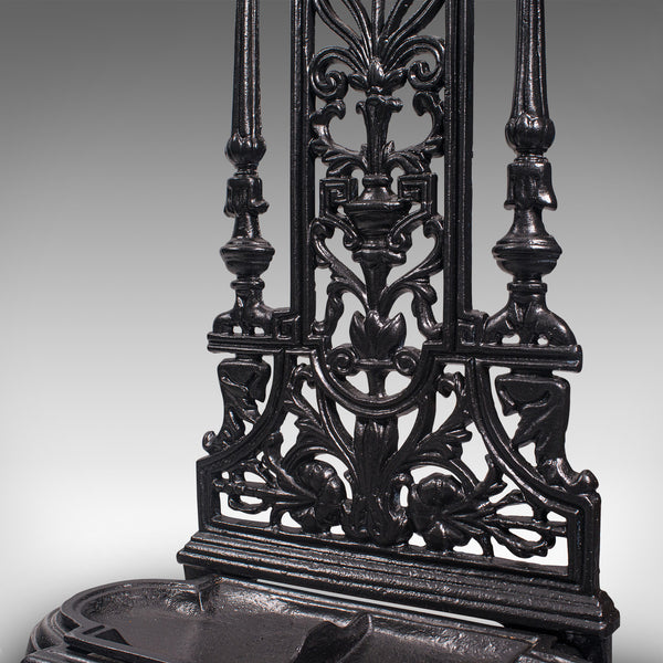 Vintage Stick Stand, English, Cast Iron, Hall, Umbrella Rack, Victorian Revival