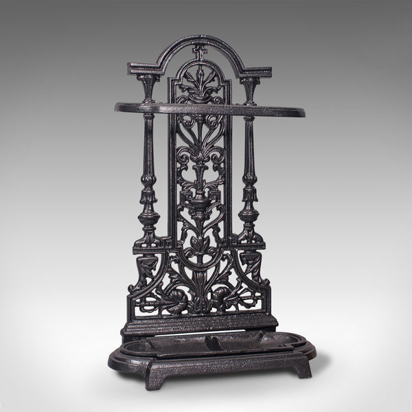 Vintage Stick Stand, English, Cast Iron, Hall, Umbrella Rack, Victorian Revival