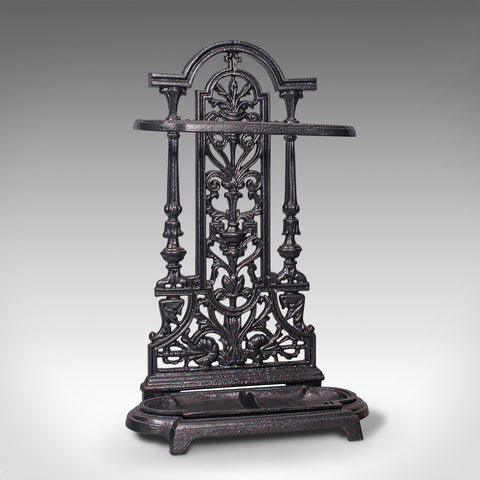 Vintage Stick Stand, English, Cast Iron, Hall, Umbrella Rack, Victorian Revival