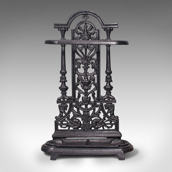 Vintage Stick Stand, English, Cast Iron, Hall, Umbrella Rack, Victorian Revival