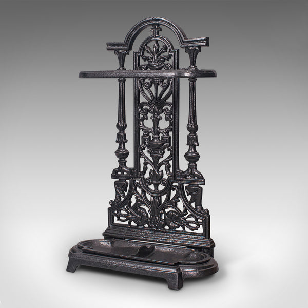 Vintage Stick Stand, English, Cast Iron, Hall, Umbrella Rack, Victorian Revival