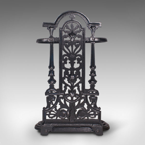Vintage Stick Stand, English, Cast Iron, Hall, Umbrella Rack, Victorian Revival