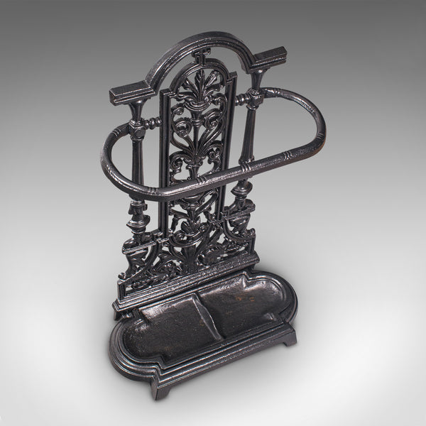 Vintage Stick Stand, English, Cast Iron, Hall, Umbrella Rack, Victorian Revival